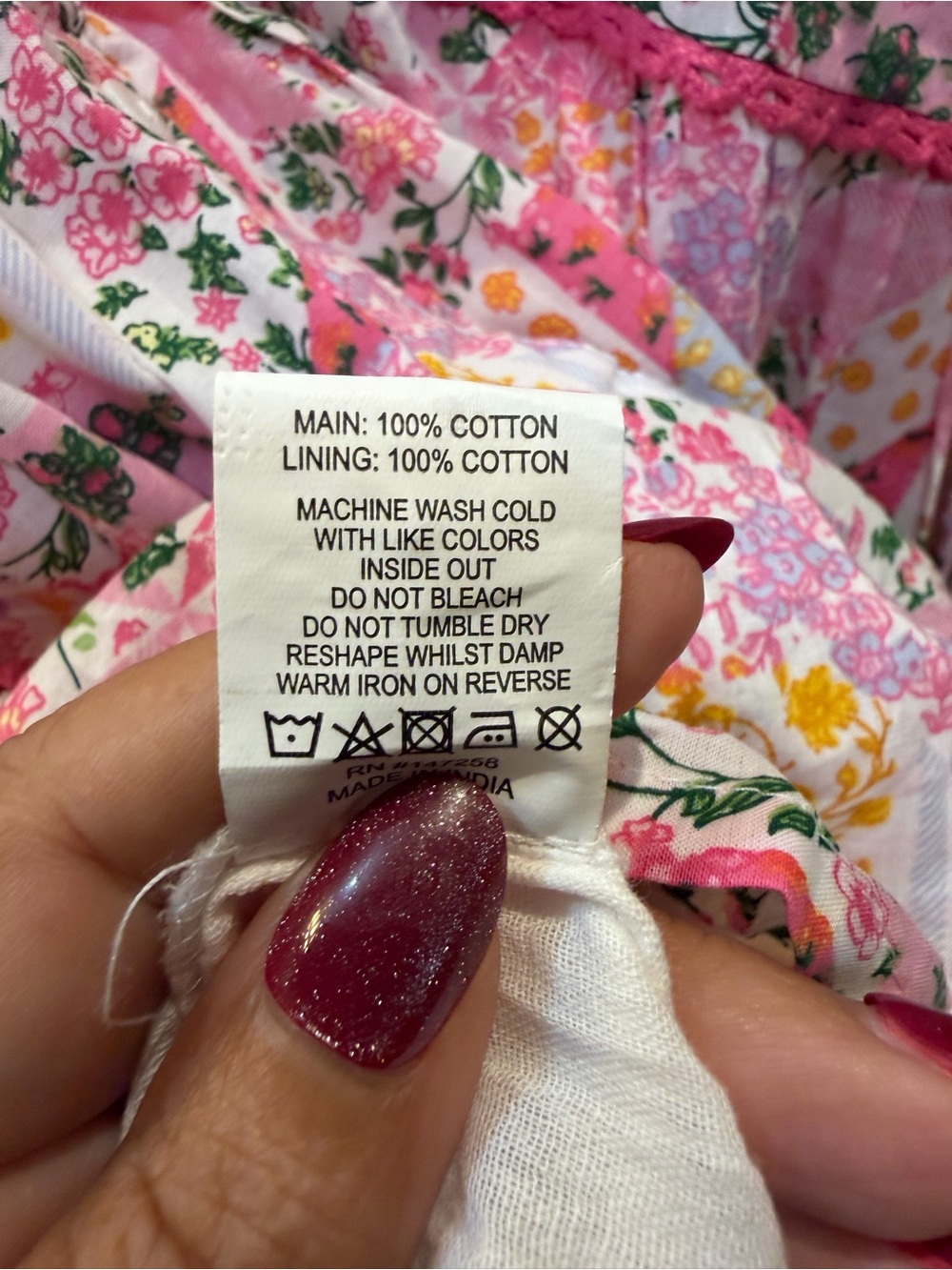 Simply Southern Pink Floral Patchwork Tiered Button Dress - Picture 8 of 8